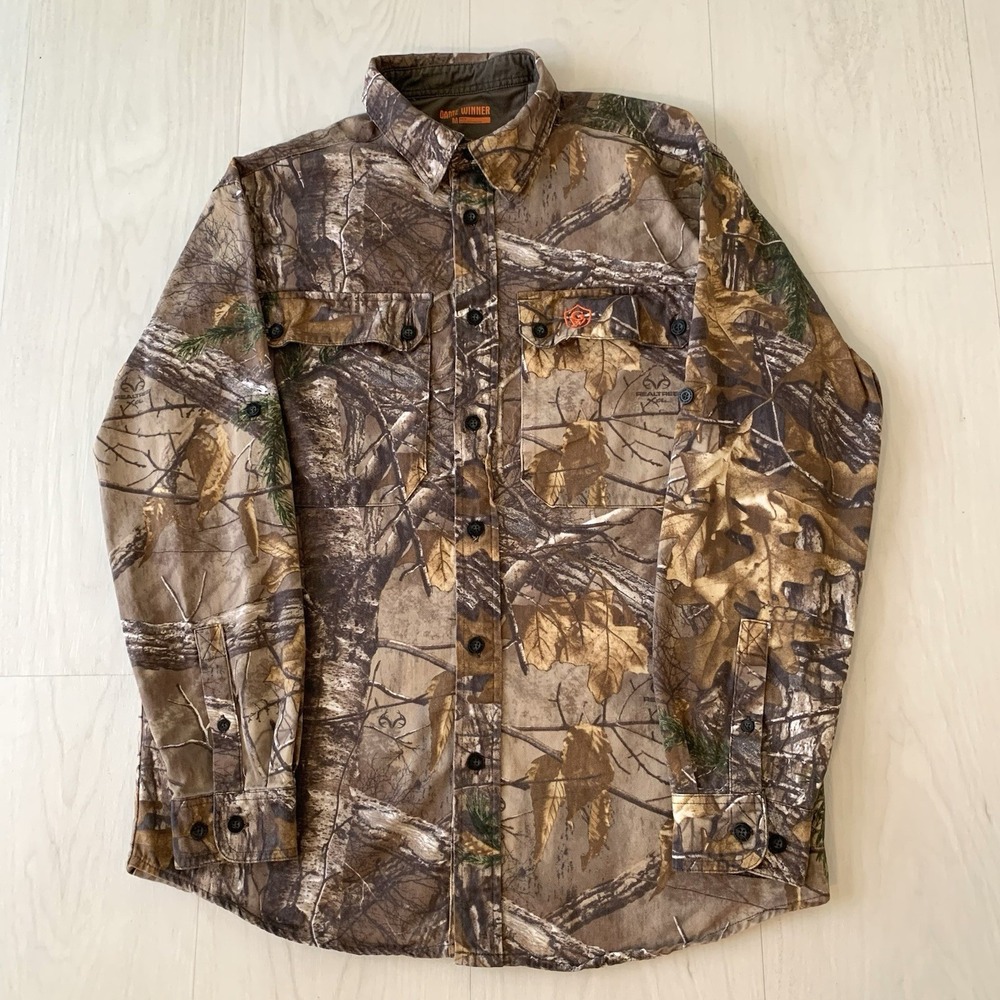 Game Winner Men's Realtree Camo Long Sleeve Button Up Shirt Size Medium